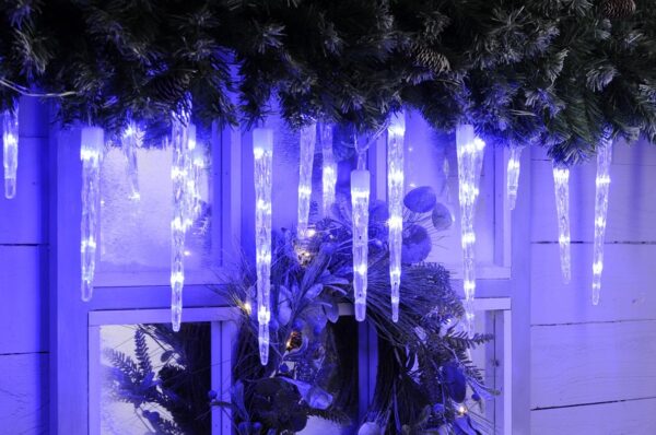 24 Colour Changing Icicle Lights Blue to Cool White Festive