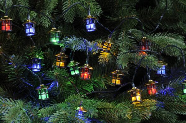 100 Mini Lantern String Lights Multi-Colour LED + Timer Festive
