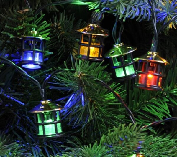 100 Mini Lantern String Lights Multi-Colour LED + Timer Festive