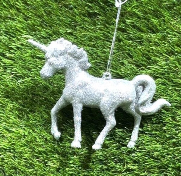 Unicorn Silver 10cm Christmas Tree Decoration / Ornaments Pack x 4