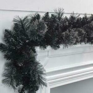 Premier Black Christmas Tree Garland Tipped with Artificial Cashmere 1.8m