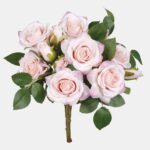 Rose Bush Pink 32cm Artificial Silk Flowers