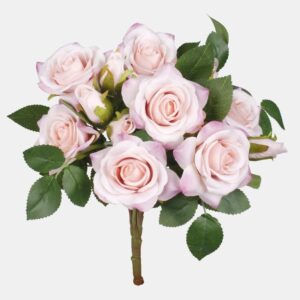Rose Bush Pink 32cm Artificial Silk Flowers