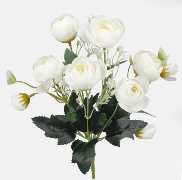 Camelia Bush/Spray Cream 30cm Artificial Silk Flowers