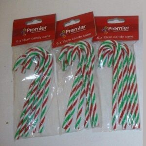 Pack 18 Acrylic Candy Canes 13cm Christmas Decoration Tree Ornaments Red/Green