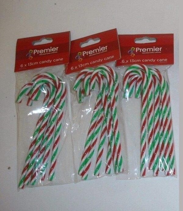 Pack 18 Acrylic Candy Canes 13cm Christmas Decoration Tree Ornaments Red/Green