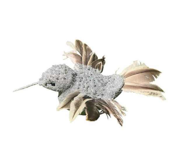 Flying Silver Hummingbird 16cm Clip-On Christmas Decoration Pack x 2