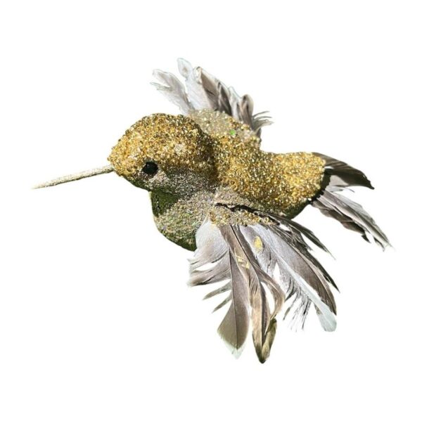 Flying Champagne Hummingbird 16cm Clip-On Christmas Decoration Pack x 2