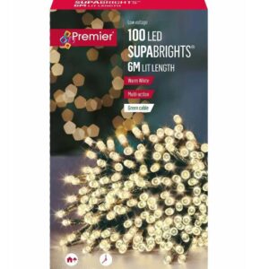 100 Warm White LED Multi-Action Supabrights Christmas + Timer Premier