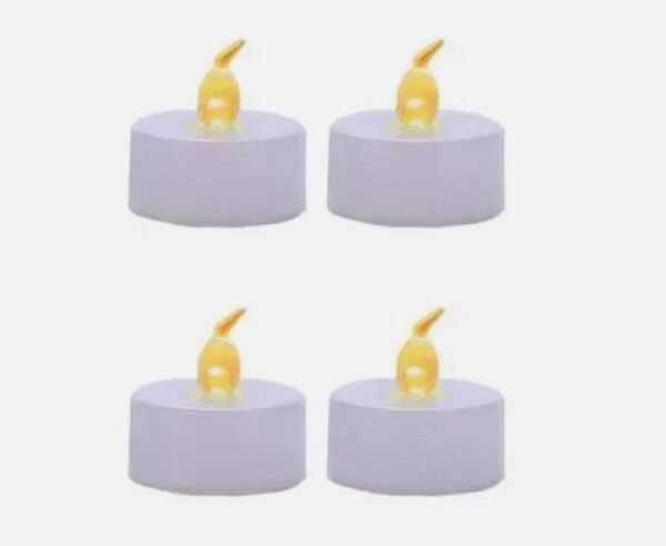 White Battery Operated LED Flickering Tea Lights / Candles Pack 4