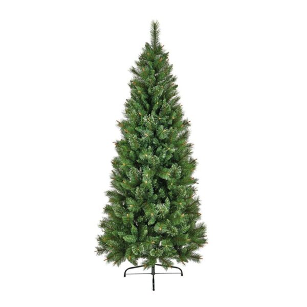 7ft Slim Ridgemere Pine + Bristle/Dew Drops Artificial Christmas Tree