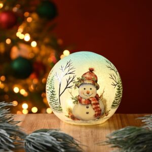 Festive 15cm Battery Operated Snowman Crackle Ball 12 LEDs