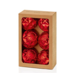Red Geo-Shaped Balls 70mm Christmas Decoration / Ornaments Pack x6