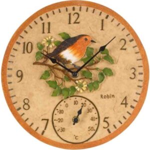 Robin Wall Clock & Thermometer 12' Smart Garden