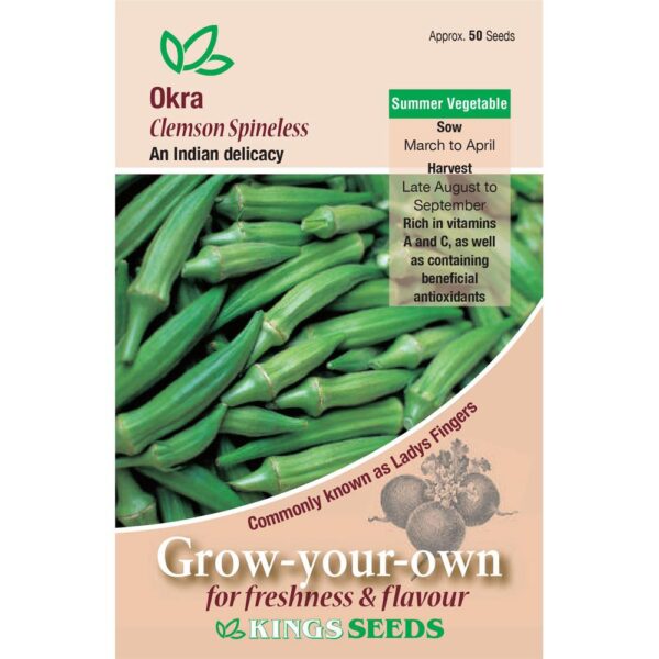 Okra Clemsons Spineless (Ladies Fingers) Pack Seeds