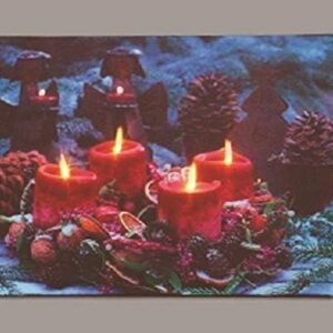 Canvas Print LED Lights Candles Figure/Cones 40 x 30cm Christmas