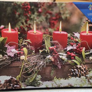 Canvas Print LED Lights Candles & Pine Cones 40x30cm Battery-Operated Christmas