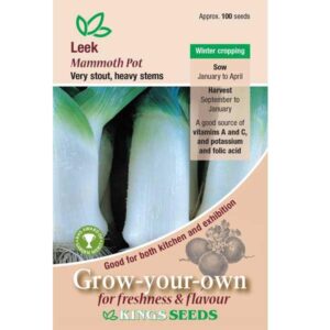 Pack Vegetable Seed Kings Seeds: Leek Exhibition Mammoth Pot
