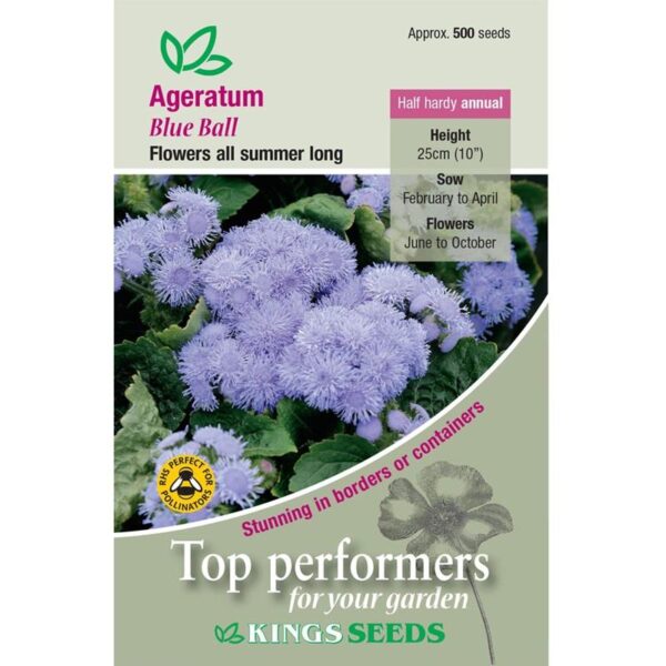 Ageratum 'Blue Ball' Pack King's Quality Flower Seeds