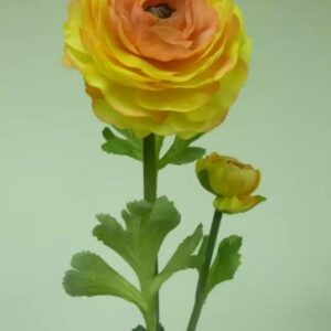 Large Orange Ranunculus Bloom & Bud Silk Flowers Pack 6 Stems