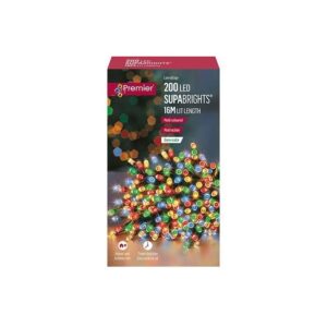 200 Multi-Colour LED Supabrights Christmas Fairy Lights + Timer Indoor / Outdoor Use