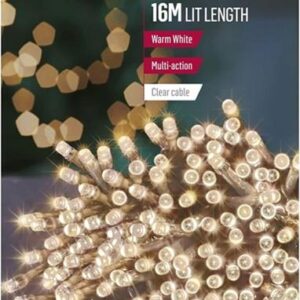 200 Warm White Clear Cable LED Supabrights Christmas Fairy Lights + Timer Indoor / Outdoor Use