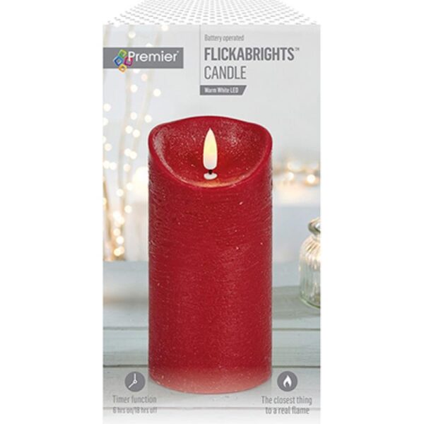 Red Flameless Flickabright LED Dancing Candle Medium Size 18x9cm Premier
