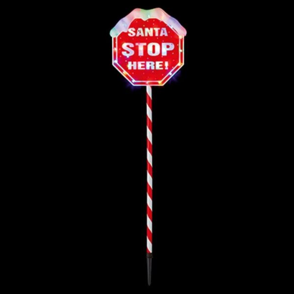1.1m SANTA STOP HERE Sign 30 Multi Colour LED Premier Decorations