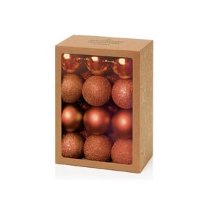 Pack 24 Sepia Mix 60mm Shatterproof Baubles Christmas Tree Decorations Themed