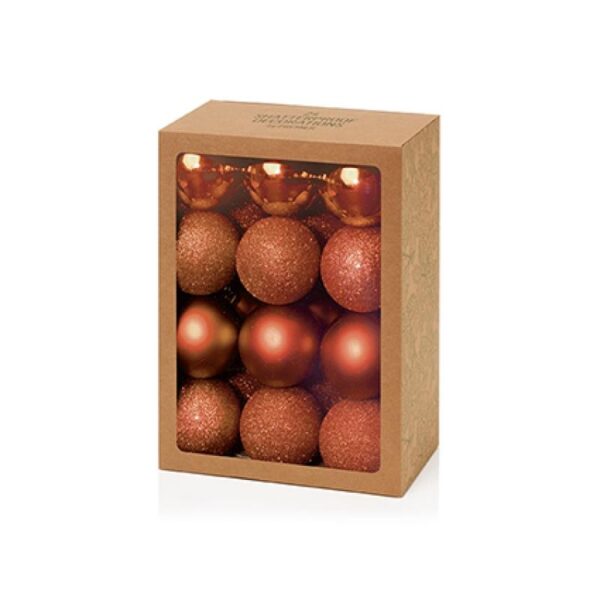 Pack 24 Sepia Mix 60mm Shatterproof Baubles Christmas Tree Decorations Themed