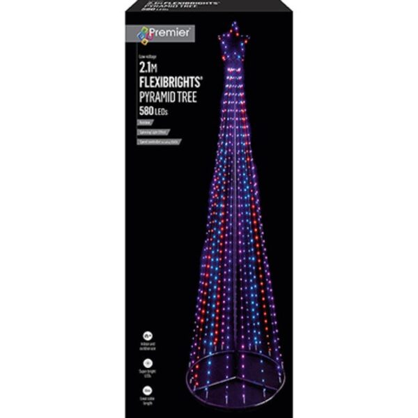 Premier Flexibright Pyramid Tree 580 Rainbow LEDs 2.1m LV243055RBW