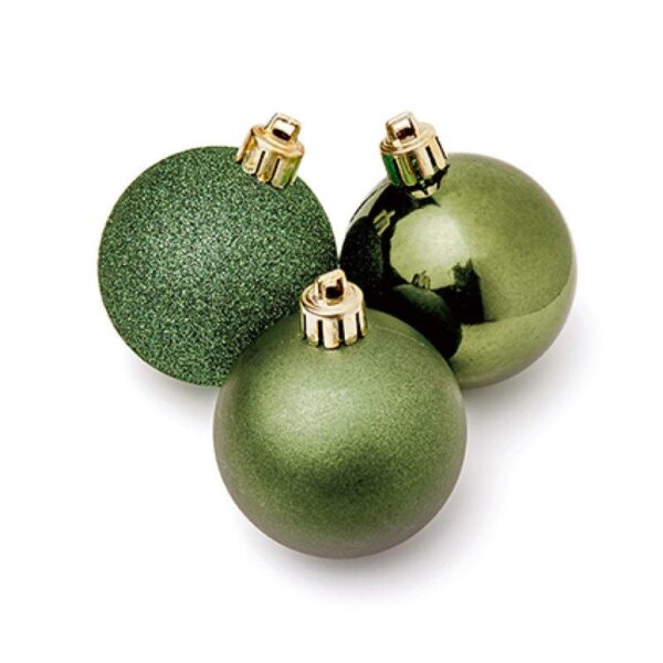 Pack 24 Sage Green Mix 60mm Shatterproof Baubles Christmas Tree Decorations Themed