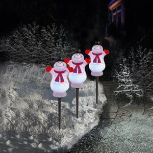3pc Snowman Path Light with Colour Changing LED.s 48cm