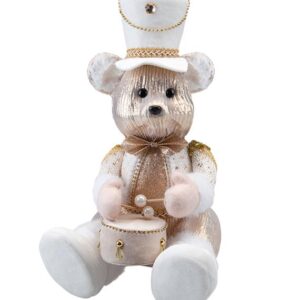 Fabric Champagne Drummer Bear Christmas Figure 32cm