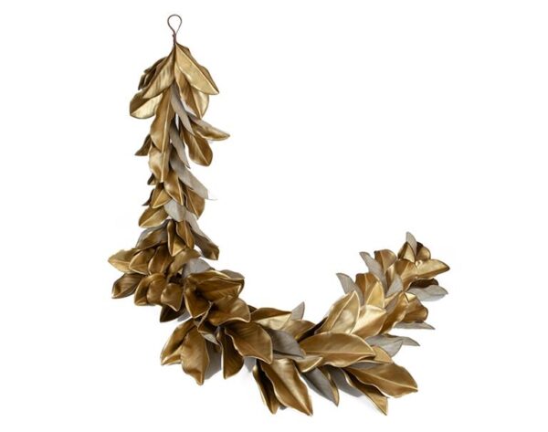 6ft Magnolia Leaf Garland Christmas Decoration Gold