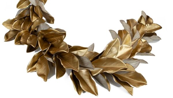 6ft Magnolia Leaf Garland Christmas Decoration Gold