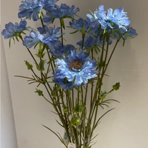 Scabiosa Spray Silk Flowers Light Blue Country Flowers Pack 6 Stems