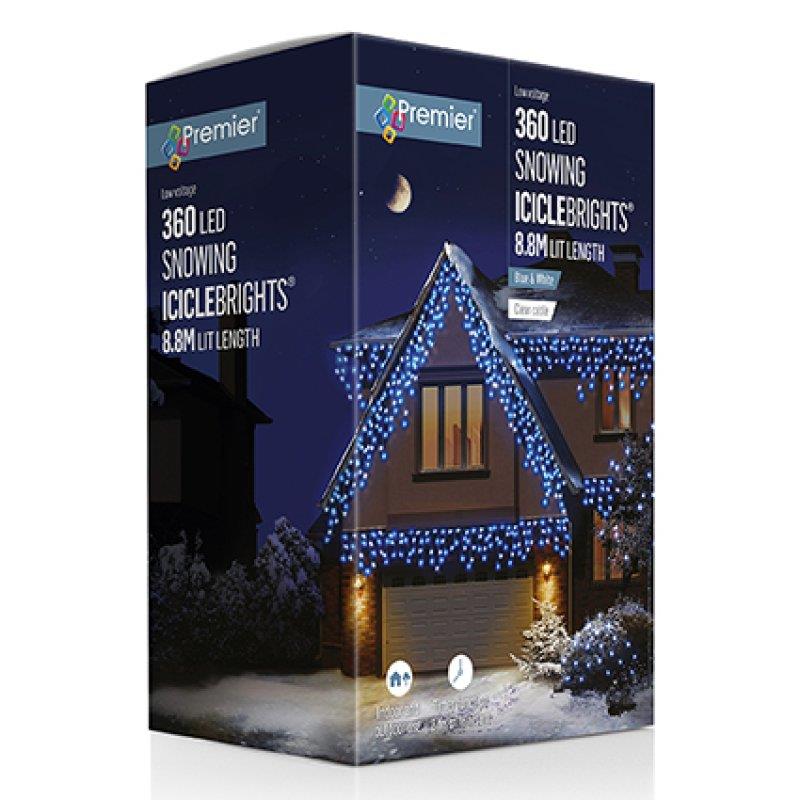 360 Led Supabright Blue & White Snowing Icicle Christmas Lights Outdoor