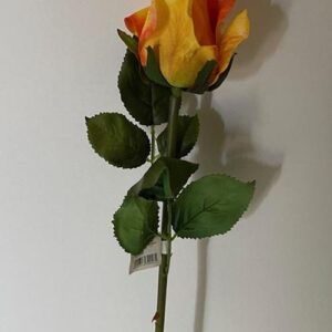 Dark Yellow Rose Bud Artificial Silk Flower Pack 12 Stems