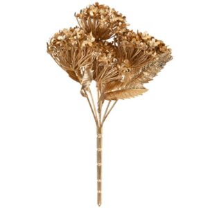 Metallic Gold Hydrangea Bushes Flowers Artificial Christmas Floral Picks Pack x3
