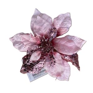 Pack x3 Clip On Flowers Floral Christmas Decorations Poinsettia, Rose, Hydrangea Pink