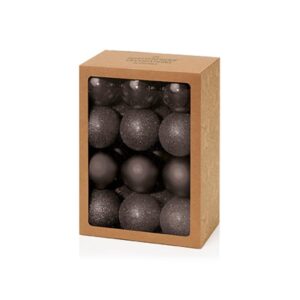 Pack 24 Black Mix 60mm Shatterproof Baubles Christmas Tree Decorations Themed