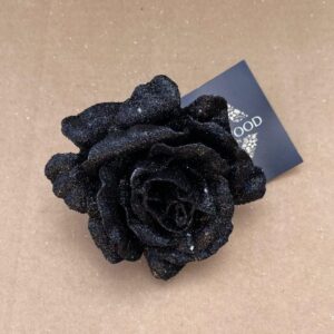 Pack 4 Clip On Rose Flowers Christmas Decorations Artificial Black