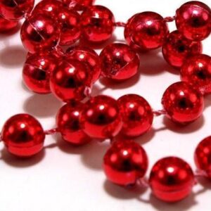 10m Long 7mm Red Metallic Bead Garland Christmas Decoration Premier