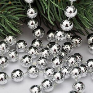 10m Long Silver Metallic Bead Garland Christmas Decoration Premier