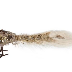 45cm Peacock / Bird Brown Velvet Christmas Decoration