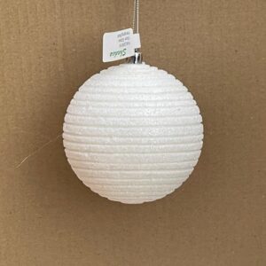 White Glitter Ball / Baubles Pack x4 Large 100mm Christmas Decorations