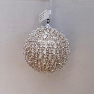 Crystal Bead Ball Christmas Decoration 100mm Champagne Pack x2