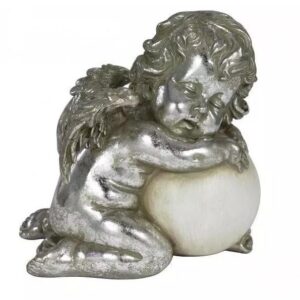 Pair Antique Silver Sleeping Cherub Decorations/ Ornaments 15.5cm OFFER!