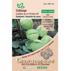 Cabbage Golden Acre 'Primo 2' Pack Kings Vegetable Seeds